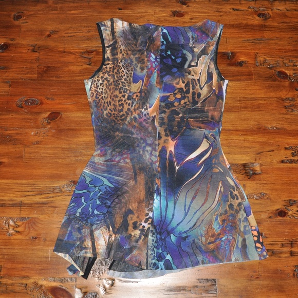 ELANA KATTAN Mixed Print Ruched Mesh Blouse [D5] - Picture 5 of 6